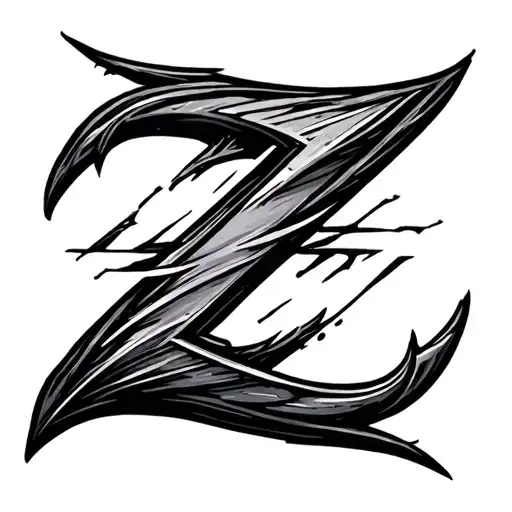 Cyber Sigilism Art Style" word "Z" tattoo design idea