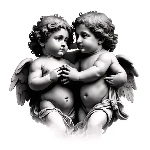 cherubs holding hands tattoo design idea