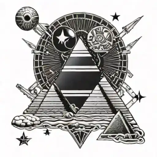 hojo of Osiris pyramids and stars tattoo design idea