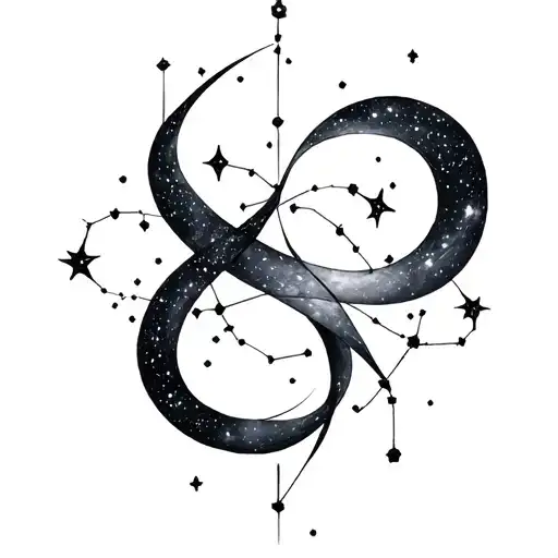Aquarius and Aries constellation intertwined tattoo design idea