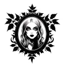 decorative oval frame, poison ivy, harley quin tattoo design idea