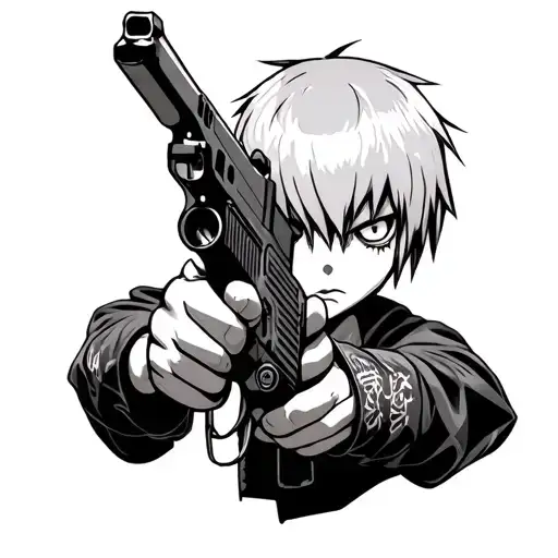 soul eater anime death the kid with his pistols tattoo design idea