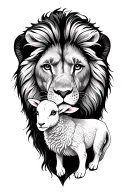 Lion and lamb tattoo design idea