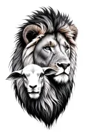 Lion and lamb tattoo design idea