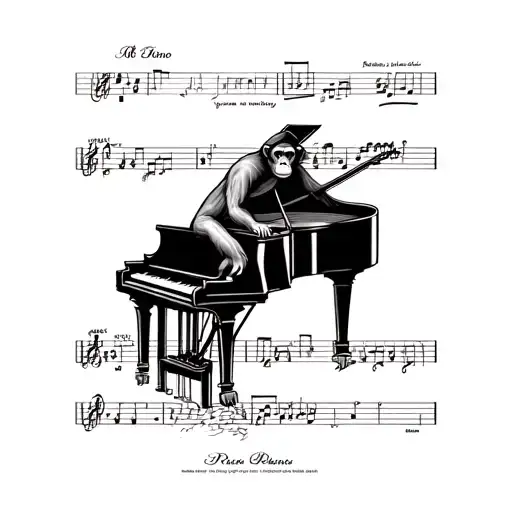 monkey on pride rock. piano. sheet music tattoo design idea