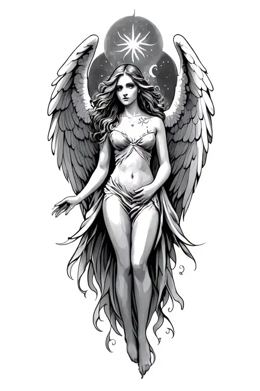 fall angel tattoo design idea