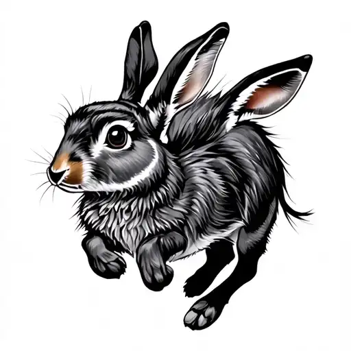 Black hare running tattoo design idea