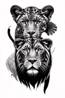 lion, jaguar, and elephant tattoo design idea