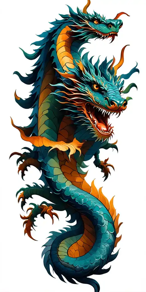 Temple and Dragon in a spiral tattoo design idea