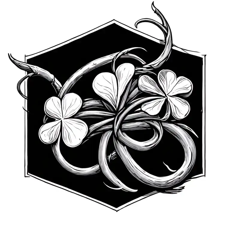 Wishbone with clover intertwined tattoo design idea