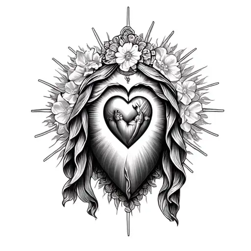 Sacred Heart of Jesus and Virgen de Guadalupe tattoo design idea