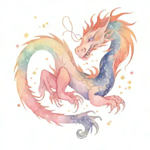 Korean dragon constellation tattoo design idea