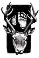 deer antlers and baby foot print inside tattoo design idea