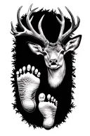 deer antlers and baby foot print inside tattoo design idea