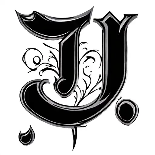 letter j written in calligraphy tattoo design idea