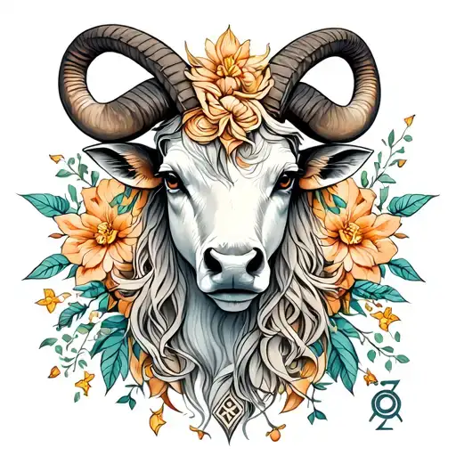 aries and taurus zodiac sign tattoo design idea