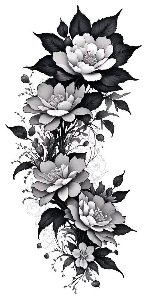 fantasy japanese floral patterns inspired tattoo design idea
