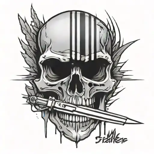 The stripe of the Svoboda group from the Stalker game, with the caption "Will abo Death" at the bottom tattoo design idea