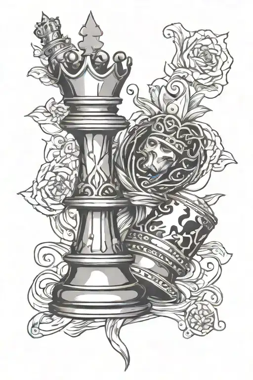 king chess piece with 100 dollars tattoo design idea
