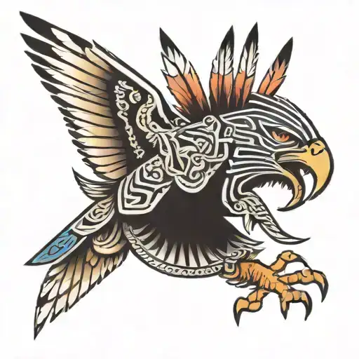 aztec warrior eagle tattoo design idea