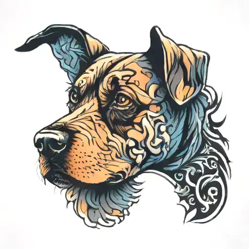 dog with one eyebrow tattoo design idea