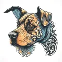 dog with one eyebrow tattoo design idea