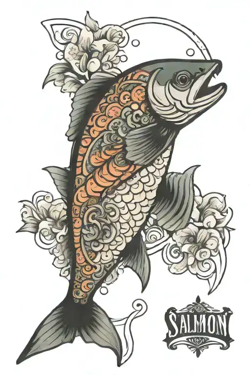salmon tattoo design idea