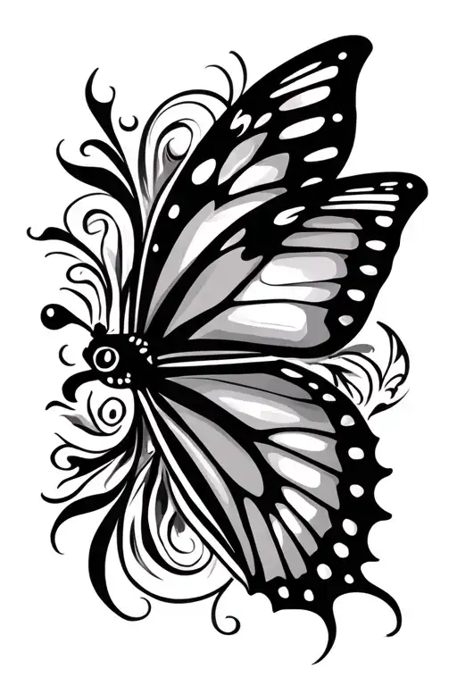 butterfly and tribal tattoo tattoo design idea
