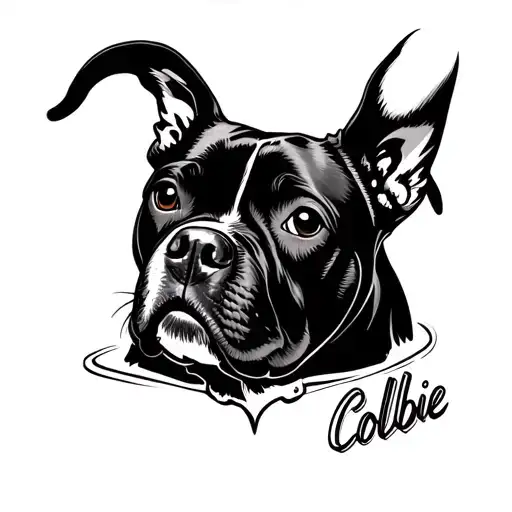 "Colbie" pit bull ear outline tattoo tattoo design idea