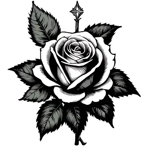 Tarot card with a rose and the sign of Gemini tattoo design idea