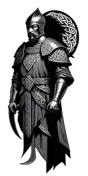 Irish Knight surround by Celtic knots tattoo design idea