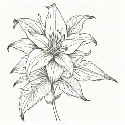 marijuana leaf tiger lily tattoo design idea