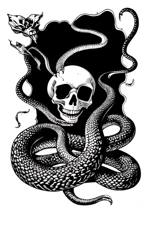 skeleton snake tattoo design idea
