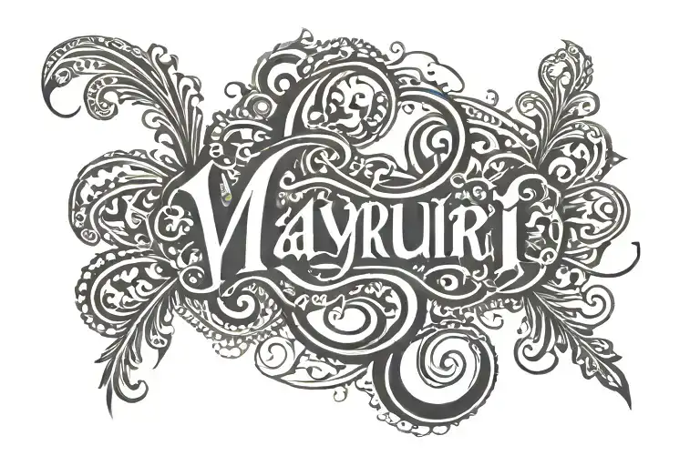 Ambigram tattoo with words "MAYURI" & "SUDHIR" tattoo design idea