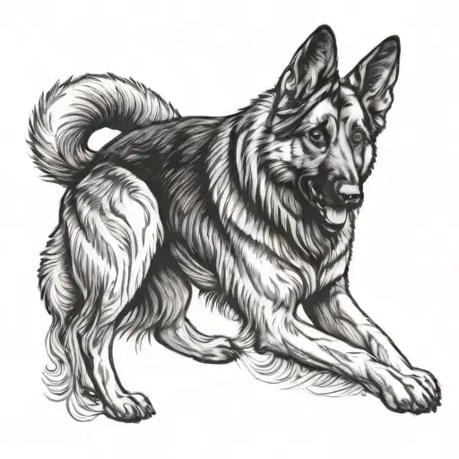 german shepherd dog tattoo design idea