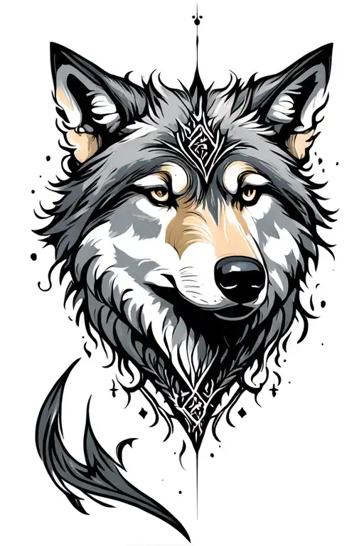 wolf and Virgo tattoo design idea