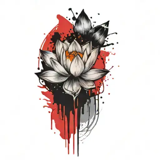lotus blue gray tattoo design idea