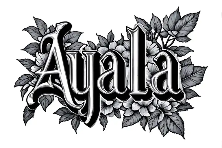 "Ayala" last name written tattoo design idea