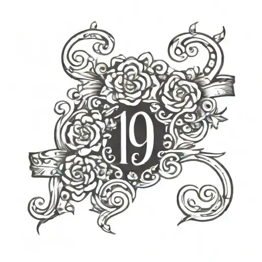number 19 written tattoo design idea