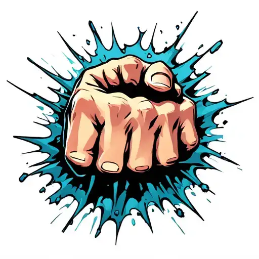 fist bursting through a wall tattoo design idea