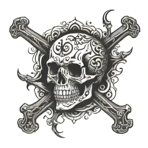 skull and crossbones tattoo design idea