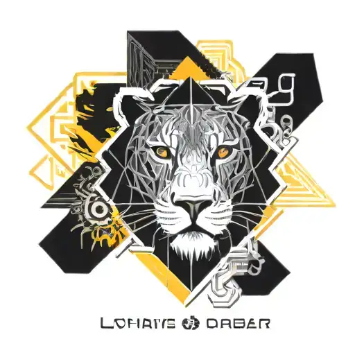 mandala, lion head, bjj black belt, warm colours tattoo design idea