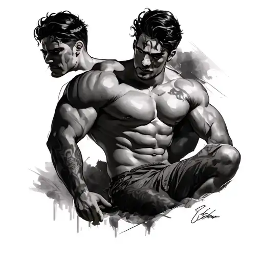 sexy male pinup tattoo design idea