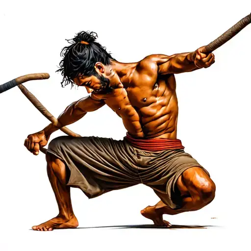 capoeira fighter training tattoo design idea