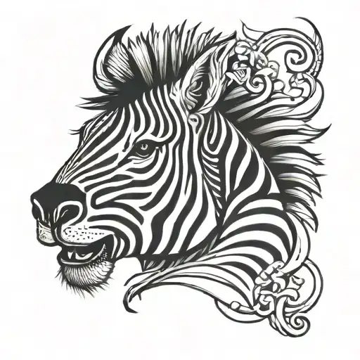 chubby zebra head tattoo design idea
