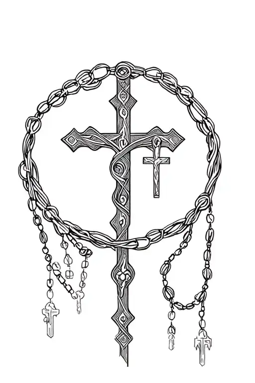 rosary wrapped round tattoo design idea