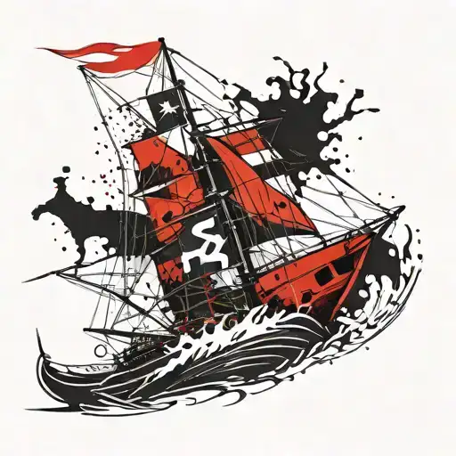 trash polka sailing boat sailing towards tattoo design idea