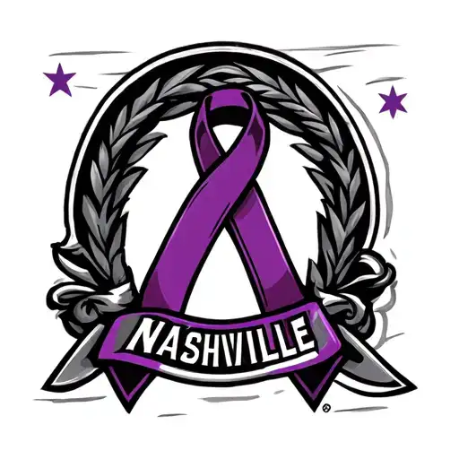 Alabama state flag, Nashville logo, university of Alabama, purple ribbon tattoo design idea