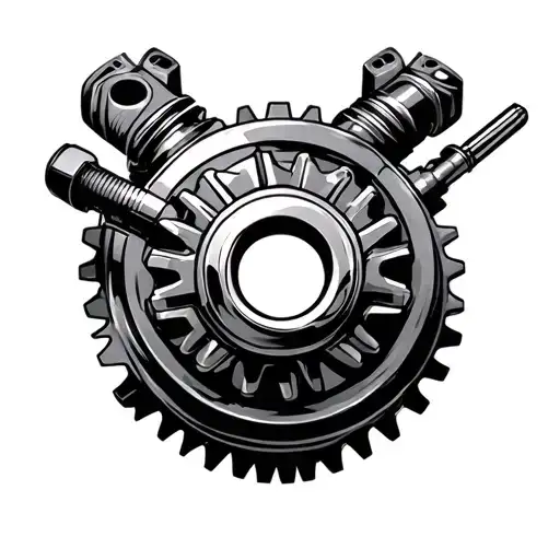 turbo, automotive performance, mechanical gears tattoo design idea