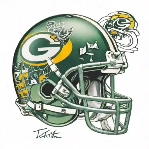 Green Bay Packers helmet rest in peace Tae Tae tattoo design idea